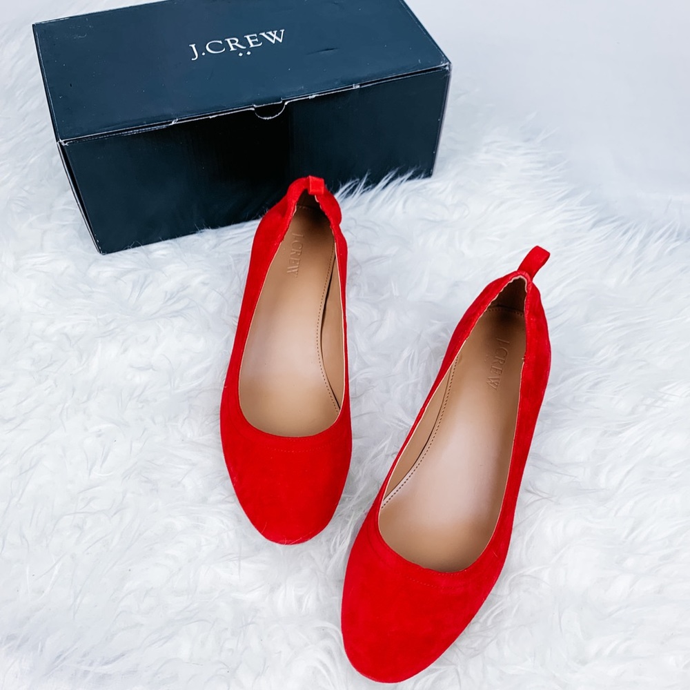 J.Crew Anya Red Suede Block Heels Size 8